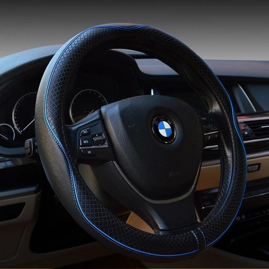 High-Grade Leather Steering Wheel Cover (38cm)