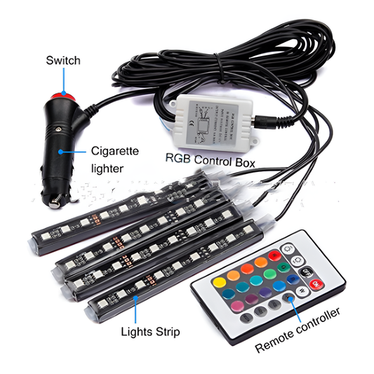 Voice-Activated RGB Car Ambient Light Kit