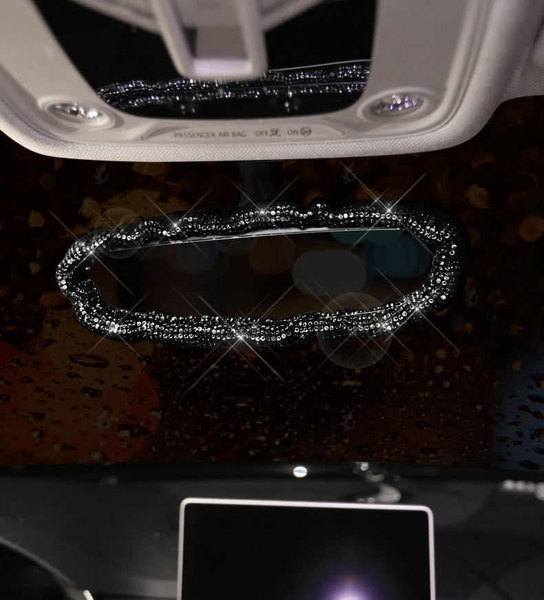 Diamond Rhinestone Steering Wheel Cover (Black, 37–38cm)