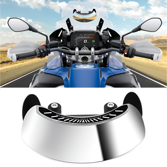 Motorcycle with a close-up of a windshield guard on a white background