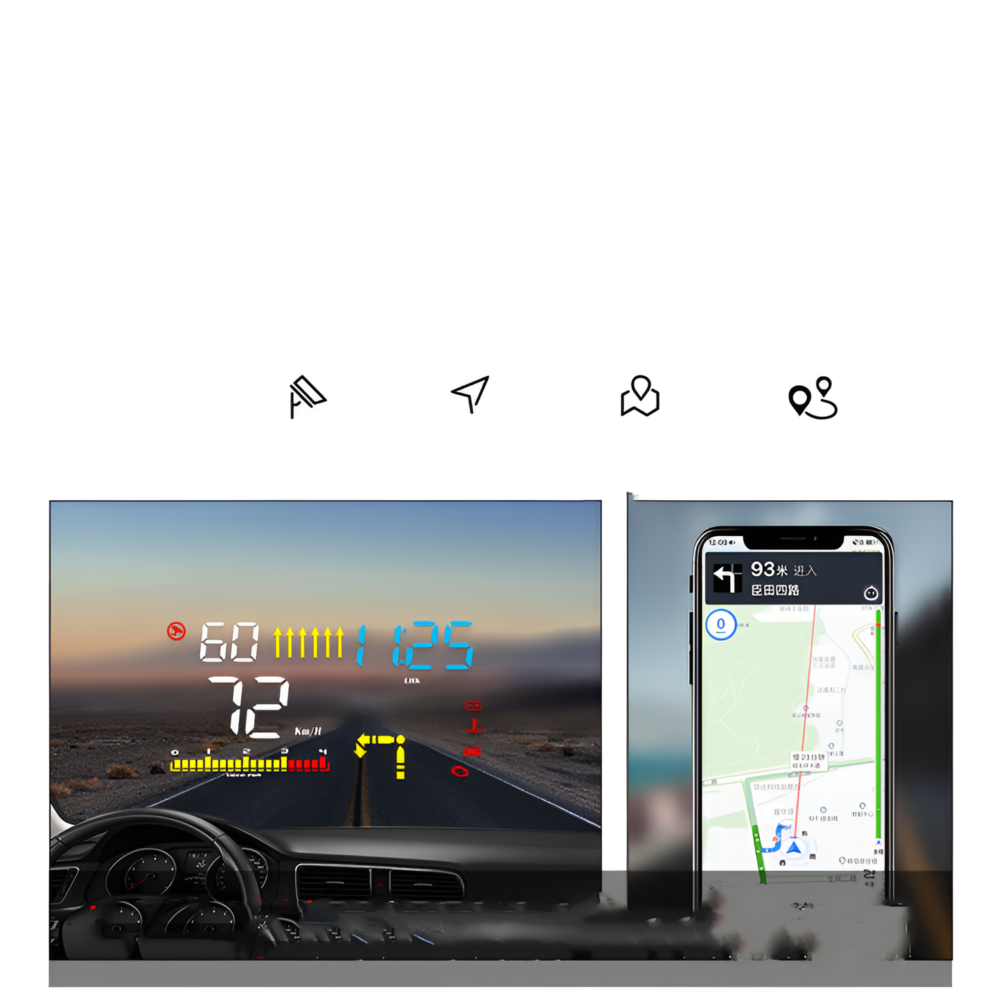 Automobile OBD Speed Navigation Integrated Projector HUD Head-Up Display