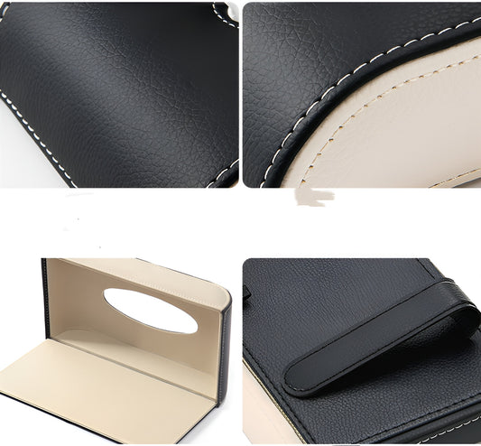 Car Tissue Box – Leather Hanging & Seat-Mounted Design