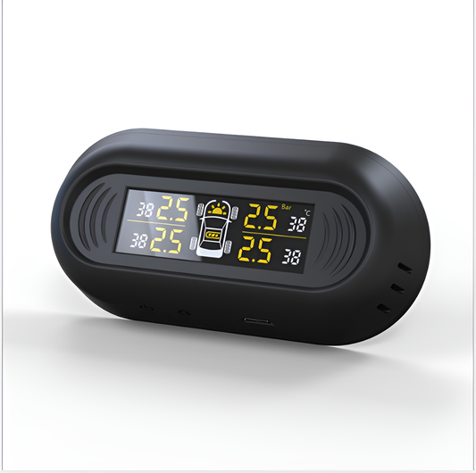 Black digital device with a display on a white background