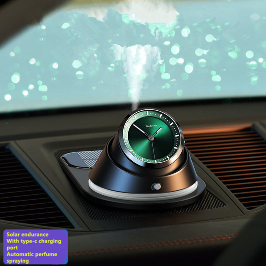 Solar-Powered Clock Car Aroma Diffuser