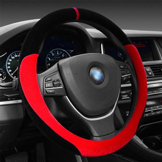 Winter Short Plush Steering Wheel Cover (38cm, Multiple Colors)