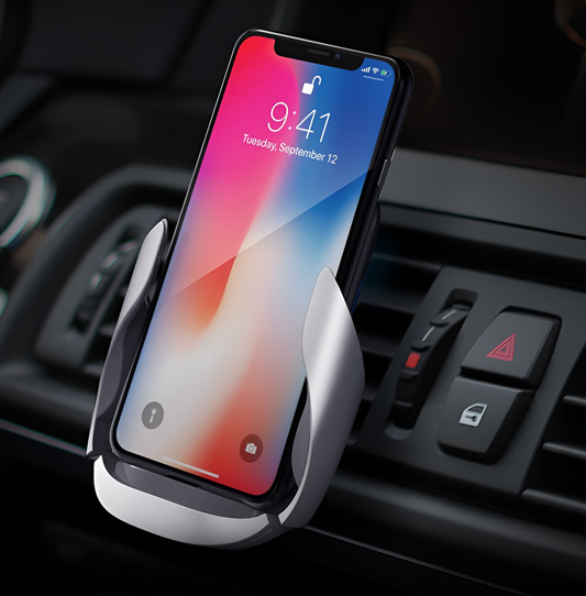 10W QI Wireless Car Charger – Auto Vibration Clamp Phone Mount (Air Vent)