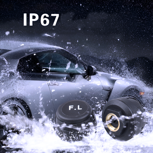 Car washing machine with water splashes and 'F.L' branding against a dark background.