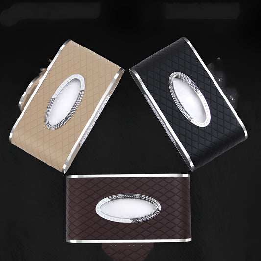 Leather Car Tissue Box – Creative Diamond Pattern Design