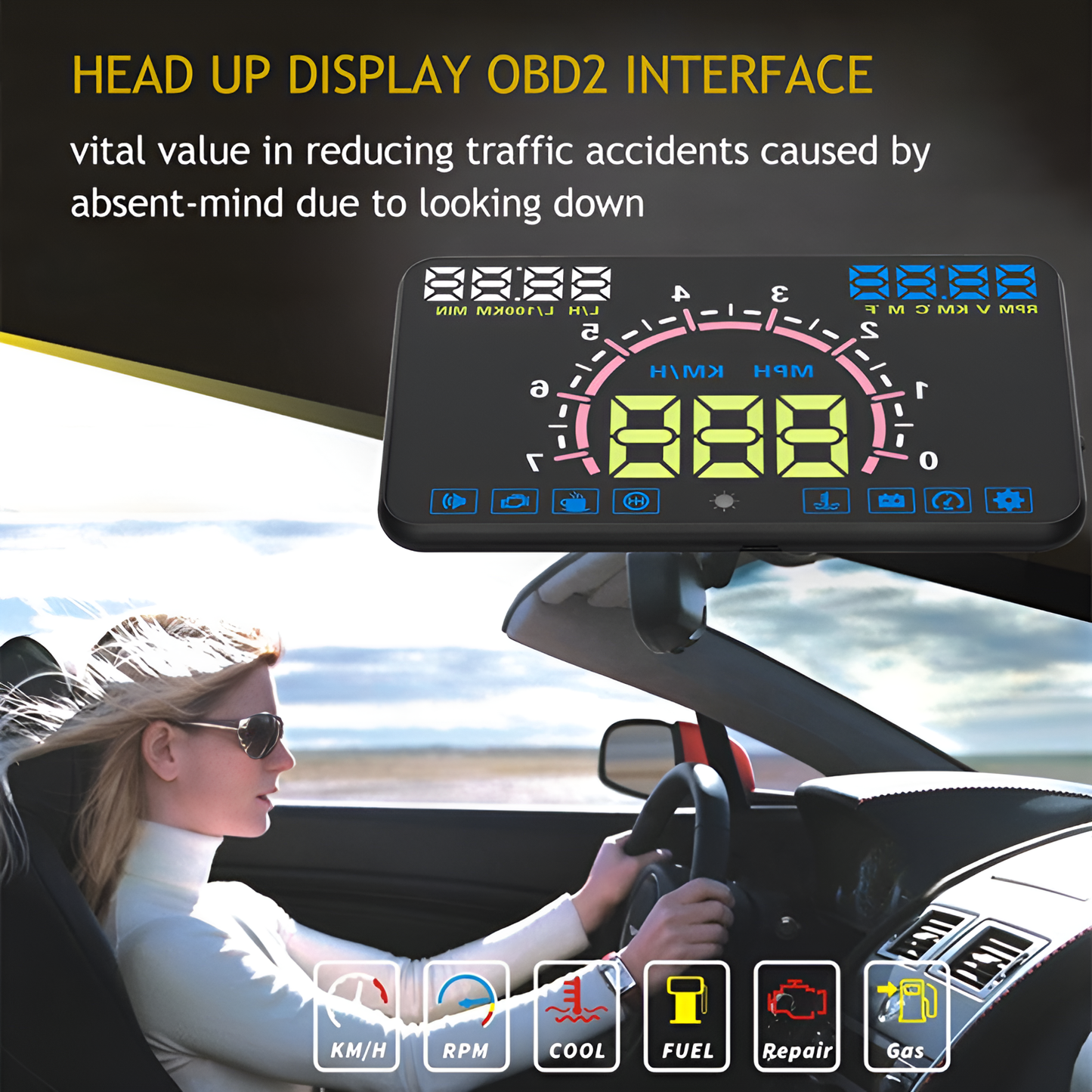 Onever Auto HUD 5.5" Head-Up Display Speed Projector