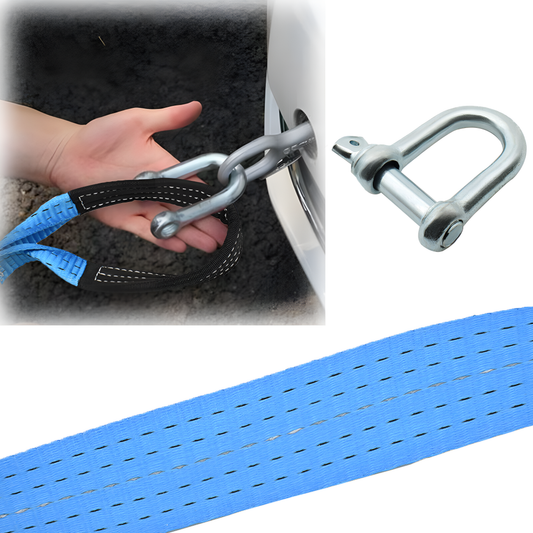 Heavy Duty 8T Tow Strap with U-Shaped Hooks & Gloves (5M)