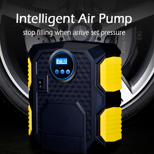 Digital Display 12V Car Air Pump – Portable Emergency Tire Inflator with Light