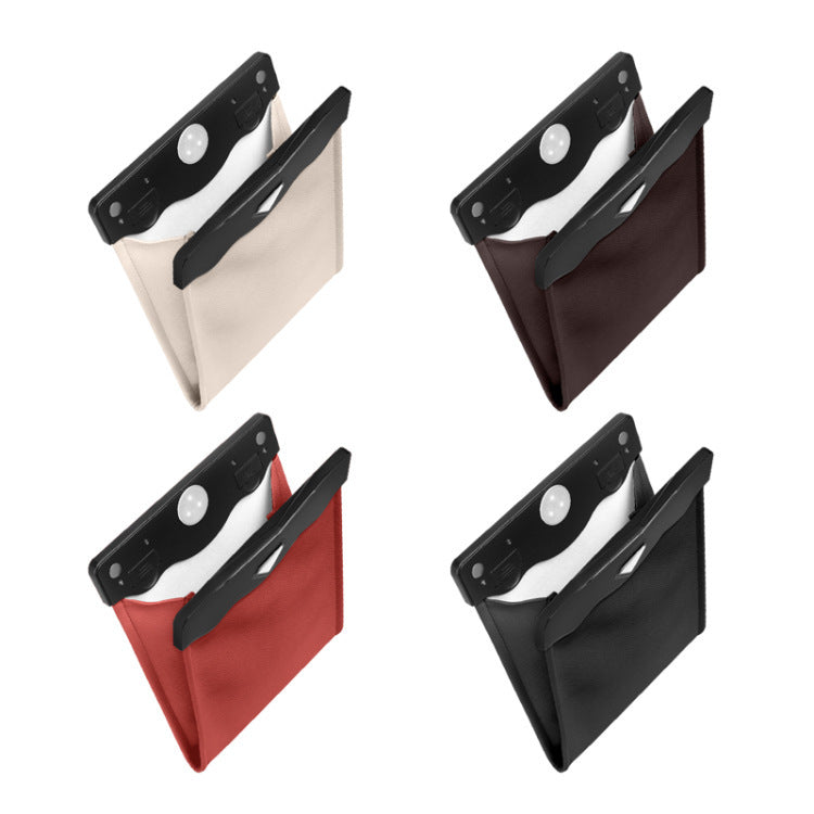 LED Leather Car Trash Can & Organizer – Hanging Vehicle Storage Bin