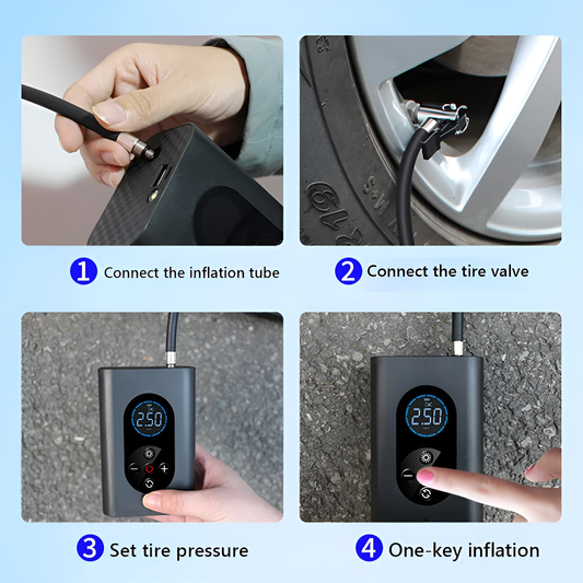 Cordless Tyre Inflator M8 – 150PSI Portable Air Compressor with 4000mAh Battery