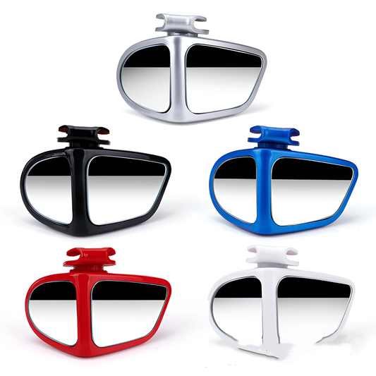 Set of five car side mirror covers in different colors on a white background