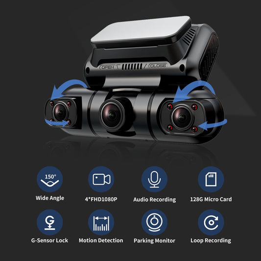 Hainatech 360 Degree View 4 Channel Dash Cam