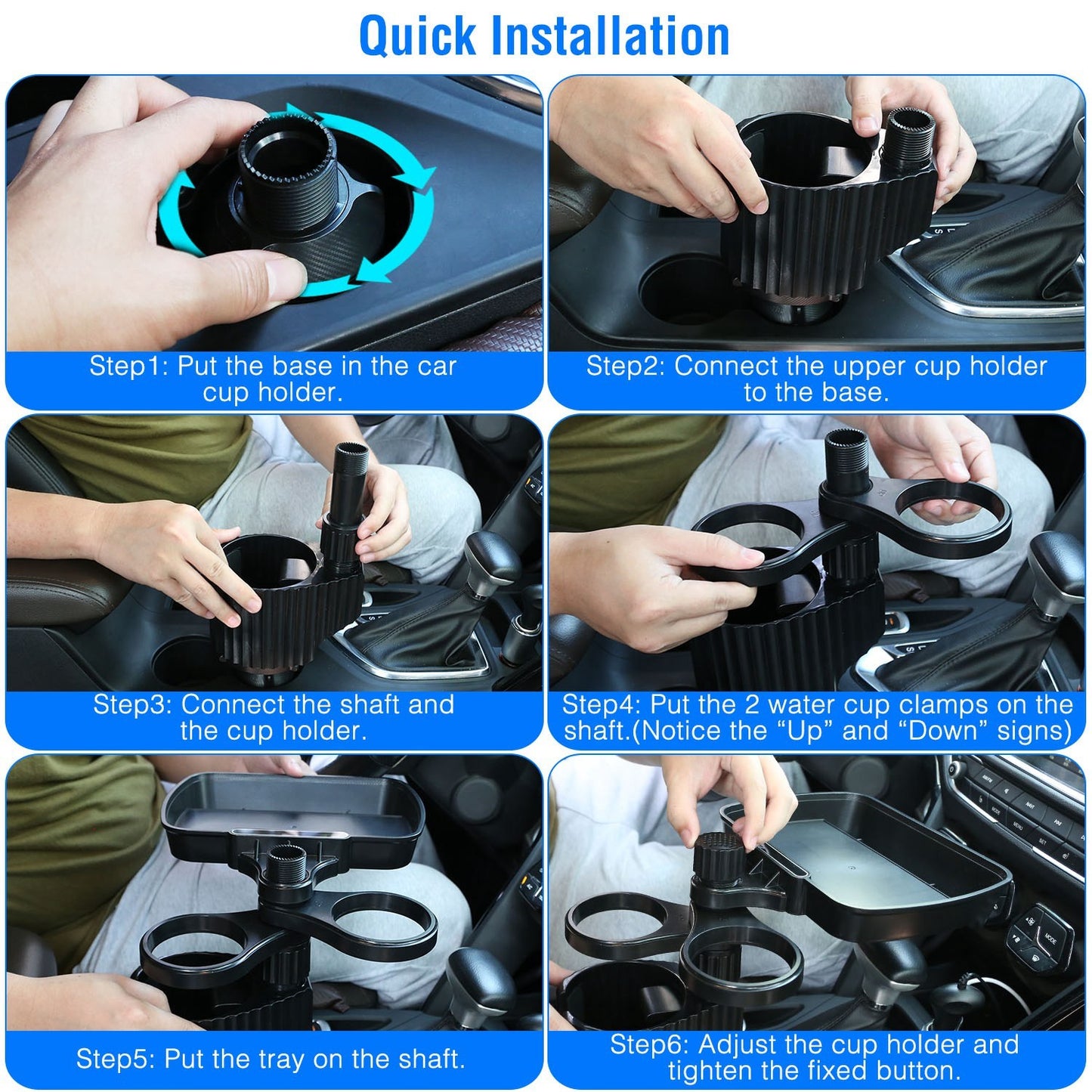 4-in-1 Rotatable Car Cup Holder with Tray & Phone Mount
