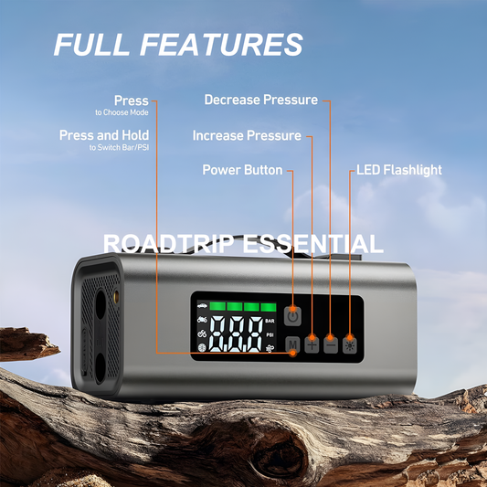 MF159 Multifunctional Jump Starter with Air Compressor, Air Pump & LED Display